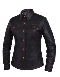 Ladies Premium Lightweight Leather Motorcycle Shirt