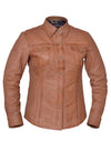 Ladies lightweight leather motorcycle jacket by Dynamicleather, women's premium motorcycle shirt with stylish design and fitted silhouette.