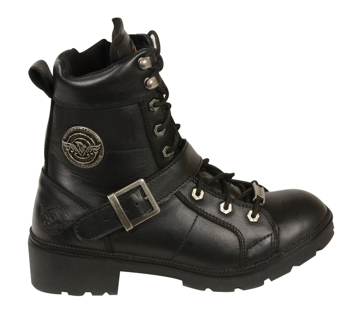 Dynamicleather women's leather boots with lace front and zip closure, featuring a stylish ankle design and sturdy sole.