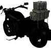 Milwaukee Leather Deluxe Sissybar Bag set with four biker bags mounted on a motorcycle sissybar, featuring durable black leather.