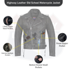 New Old School Police Style Motorcycle Leather Jacket 2 Ammo pocket #10205 Grey - HighwayLeather