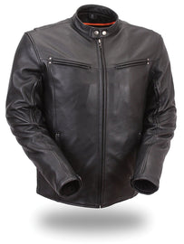 Mens Sleek Vented Leather Jacket - HighwayLeather
