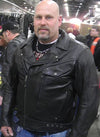 Men's Pistol Pete leather jacket by Buffalo Leather Gear, front view showing high-end men's jacket with detailed stitching and stylish design.