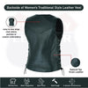 Women's Lace up side leather motorcycle vest NKD - HighwayLeather