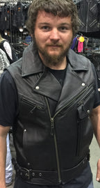 OLD SCHOOL LEATHER VEST - HighwayLeather