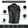Outlaw Leather Club Vest Zipper/Snap Inside Gun Pockets - HighwayLeather