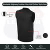 Black HL11689SPT Men’s Black Leather Motorcycle Vest – Anarchy Biker Club Style with Utility Pockets