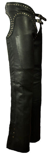 12750- Studded hip hugger women leather chap– HighwayLeather