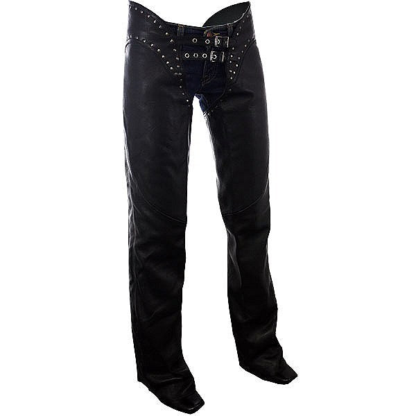 Studded hip hugger women leather chap | HighwayLeather