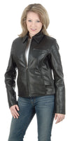 Ladies Clean Cruiser jacket by HighwayLeather, a stylish women's motorcycle jacket with sleek design and durable leather construction.