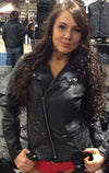HighwayLeather Ladies Monte Carlo Jacket for women, stylish and fitted with zipper details, black leather women’s jacket.
