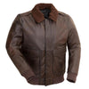 Men's black leather bomber jacket by HighwayLeather, featuring a classic collar, zip closure, and stylish design for men.