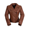 HighwayLeather Betsy women's leather jacket with classic design, featuring smooth black leather and tailored fit, displayed on a hanger.