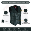 Women’s Soft Black Leather Motorcycle Vest with Utility Pockets | HL14500BLACK