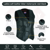 Women’s Soft Black Leather Motorcycle Vest with Utility Pockets | HL14500BLACK