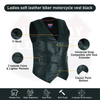 Ladies Women soft leather biker motorcycle vest black concealed carry #HL14500B - HighwayLeather
