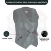 Women’s Soft Black Leather Motorcycle Vest with Utility Pockets | HL14500BLACK