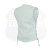 Women’s Leather Motorcycle Vest – Utility-Pocket Biker Club Style for Harley Riders, USA | HL14501White
