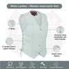 Women’s Leather Motorcycle Vest – Utility-Pocket Biker Club Style for Harley Riders, USA | HL14501White