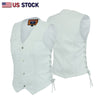 White Leather - Women motorcycle Vest Biker Club Concealed Carry SKU# 14501WHITE - HighwayLeather