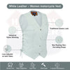 Women’s Leather Motorcycle Vest – Utility-Pocket Biker Club Style for Harley Riders, USA | HL14501White
