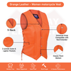Orange Leather - Women motorcycle Vest Biker Club Concealed Carry 14501ORANGE - HighwayLeather