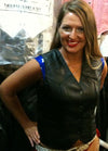 Buffalo Leather Gear HL14501 black women's side lace leather vest, classic women's vest with side lace details.