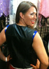 Buffalo Leather Gear women's black side lace leather vest, The Classic style, shown from the back with lace detailing.