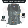 Women's Eyelet  Leather Vest - Longer Length - HighwayLeather