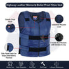 Navy Blue bulletproof leather vest - Women/Ladies Shade # 48 - HighwayLeather