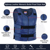 Women’s Navy Blue Tactical Style Leather Motorcycle Club Vest – Shade 48 | HL14945NV-BLU48