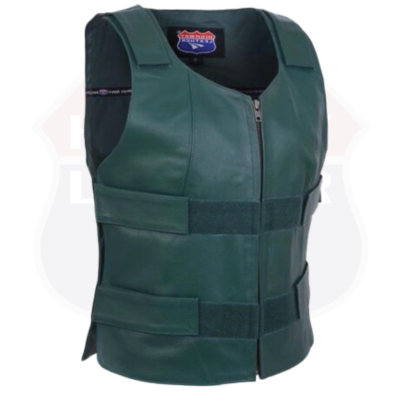 Emerald Green Women Bullet Proof style Leather Motorcycle Vest for SOA bikers Club #14945Hunter Green - HighwayLeather