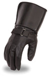 Dynamicleather men's leather gloves showing smooth brown leather with detailed stitching and a snug fit.