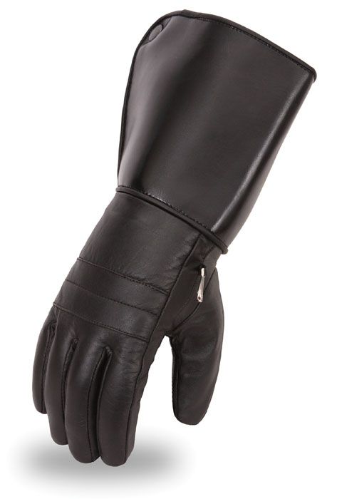Dynamicleather men's leather gloves showing sleek black leather with detailed stitching and a comfortable fit.
