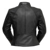 First MFG Zoey ladies leather blazer for women, stylish black leather jacket with tailored fit and classic design.
