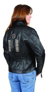 Dynamicleather Indian Bone & Beads women's jacket featuring intricate beadwork and bone embellishments, stylish and ethnic-inspired.