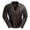 Men's leather jacket from FIRST MFG Brooklyn collection, featuring classic design and smooth leather finish.