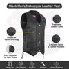 Buffalo Leather Gear men's black genuine leather motorcycle vest, styled for bikers and featuring the ANARCHY design.