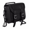 Dynamicleather FIBAG8501 biker bag in black leather with silver hardware, featuring adjustable straps and multiple compartments.