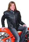 Women’s Trenza leather jacket by Dynamicleather, featuring stylish design and brown leather with detailed stitching.