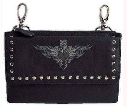Clip pouch grey tribal Heart - HighwayLeather