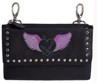 Clip pouch barbed wire purple heart with wings - HighwayLeather