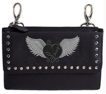 Grey barbed wire heart with wings hip clip bag - HighwayLeather