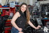 Buffalo Leather Gear women's black denim motorcycle club vest with silver hardware and classic biker style.