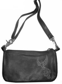 Phoenix bird grey hip clip bag - HighwayLeather