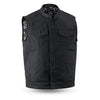 Men's Highland vest by Dynamicleather featuring a sleek leather design and tailored fit, shown in a close-up view.