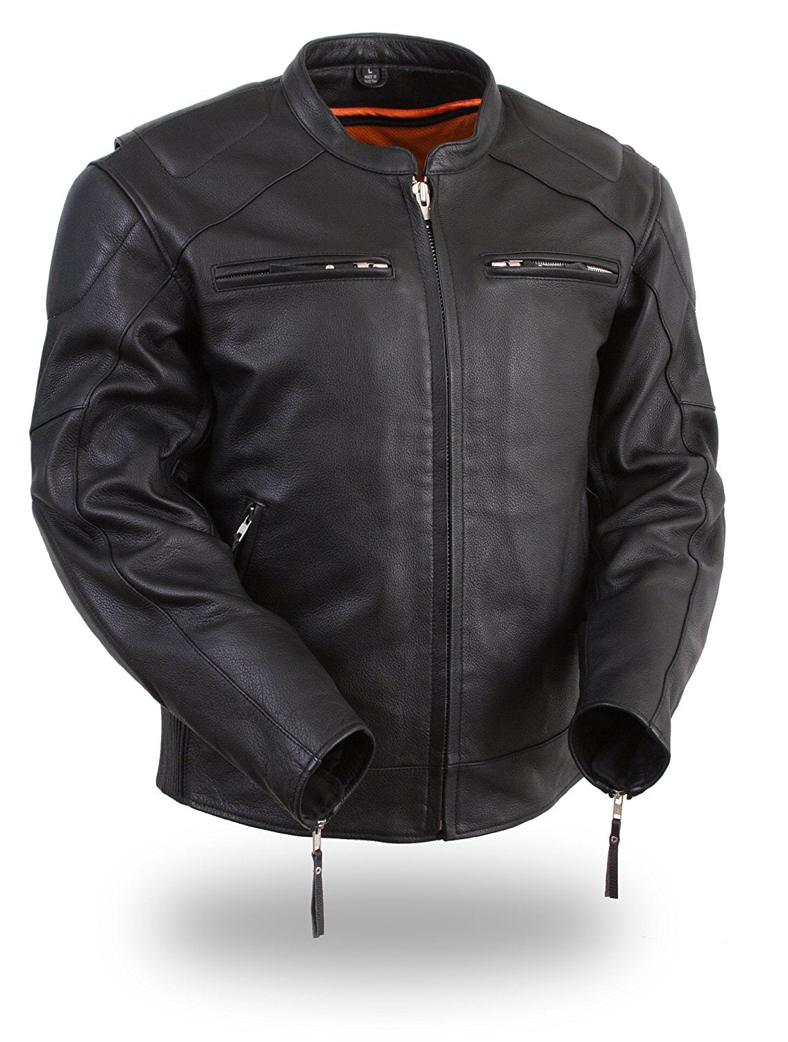 Men's HighwayLeather vented jacket with side stretch, featuring breathable design and casual style, shown on a model.