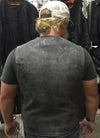 Gray Straight-Bottom Leather Vest with Utility Pocket | HL2611Grey