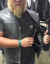 Gray Straight-Bottom Leather Vest with Utility Pocket | HL2611Grey