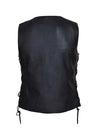 Ladies premium leather motorcycle vest by Dynamicleather, stylish women’s vest with detailed stitching and classic design.